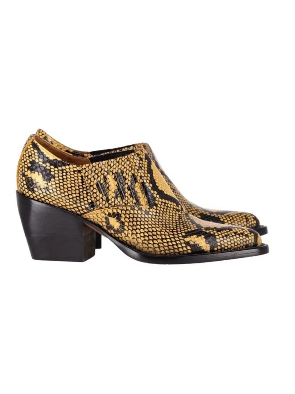 Chloé Rylee Snakeskin Embossed Leather Ankle Boots Size EU 38 - US 7.5